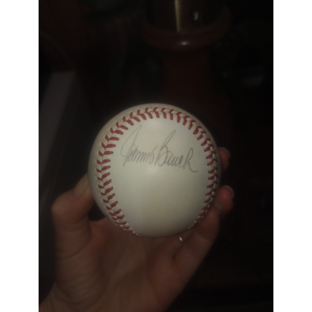 Johnny Bench And Reggie Smith Rawlings Autographed Baseballa With Scorecard Date
